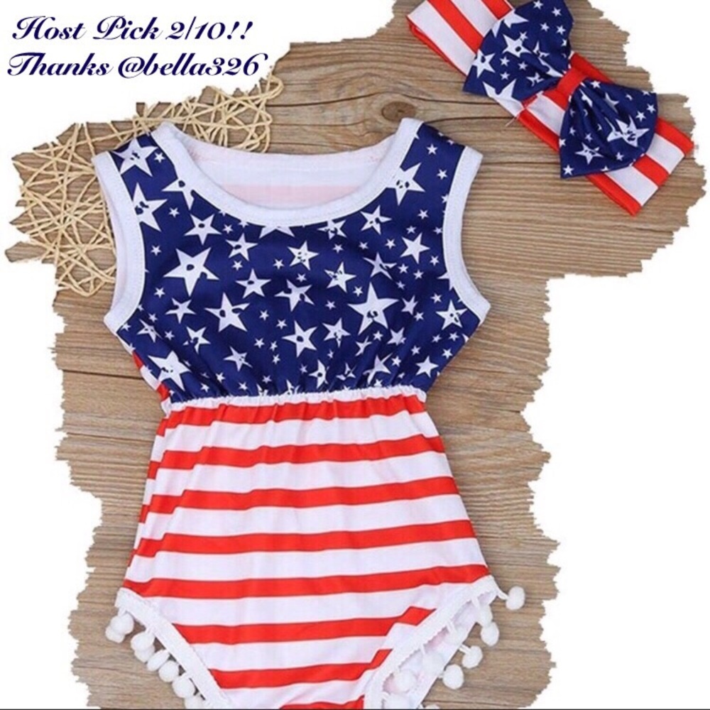 🎉HP🎉NWT - California Sun Romper W/Hair Bow